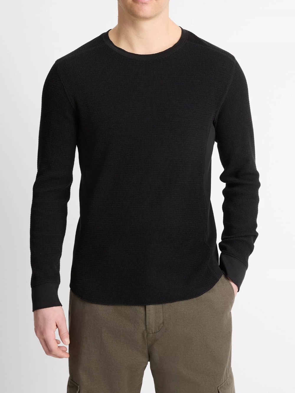 Vince Black Ribbed Long-Sleeve Crewneck Shirt